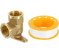 KALANKA-1 Pcs Coude À Oreille À 90 Degrés, 1/2 Pouce Femelle x 1/2 Pouce Femelle Raccord De Plomberie En Laiton, Connecteur De Tuyau Avec Plaque De Base Pour Tuyau D'Air D'Eau De Carburant