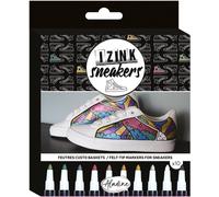 Kalanka-- 10 Feutres Sneakers - Feutres Pour Personnaliser Baskets, Chaussures En Cuir & Synthétique - Couleurs Métalliques - Marqueurs, Stylos - Doré, Argent, Noir, Bleu, Vert - 85534