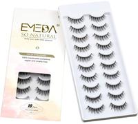 Kalanka-10 Paires Faux Cils D'aspect Naturel, Cils Courts Et Doux 3d, Cils Vaporeux Cateye Pour Le Maquillage, Cils En Bande 100% Faits À La Main (A12)