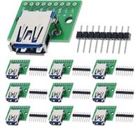 KALANKA-10 Pcs USB Type-A 3.0 Femelle vers Adaptateur DIP 2.54mm 9 Broches USB 3.0 Type-A Prise vers Convertisseur DIP Carte de Déploiement pour DIY Alimentation avec Embase 90 Broches