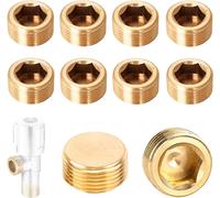 KALANKA-10 Pièces Bouchon Laiton, 1/2"" Bouchon Hexagonal en Laiton, Bouchon Laiton Femelle pour Réservoir d'Eau e Tuyau d'Eau, Capuchon Fileté en Laiton pour Sceller Joints e Raccord Plomberie