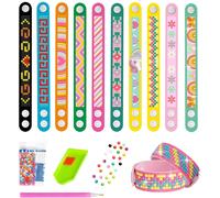 KALANKA-10 Pièces Diamond Painting Bracelet, Kit de Bracelets de Peinture Diamant pour Enfants,Bracelet de Peinture Diamant Bricolage Kit Bracelet Fille, Arts Et Artisanat pour Enfants