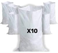 KALANKA-- 10 Sacs à Gravats, 55 x 95cm, 55kg, Résistant et Réutilisable, En polypropylène tissé blanc, Sable, Terre, Gravier, Jardinage, Chantier, Dechets constructions