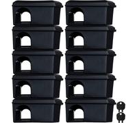 Kalanka-10 X Boîtes D'appât Anti-Souris Noires Inviolables - Maintient Le Poison Anti-Souris À L'abri Des Enfants Et Des Animaux Domestiques (Vides - Ne Contiennent Pas D'appât Pour Rongeurs)