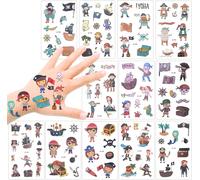 KALANKA-100+ Pcs Pirate Tatouage temporaire pour Enfant, Tatouages éphémères Enfants Fille Garcon pour Fête de Pirates ou l'anniversaire Cadeau Pinata