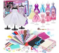 KALANKA-1000+ Fashion Design Kit, Création de Mode Couture Enfants avec 5 Mannequins, Loisirs Créatifs Activites Manuelles avec Carnet de Croquis, Cadeau D'anniversaire Fille 6 7 8 9 10 11 12 Ans