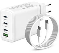 KALANKA-100W USB C Plug 4 Ports Chargeur de Voyage Compact Adaptateur Secteur Rapide avec cable de Charge Compatible avec Mac Book Pro/air, I Pad Pro,iPhone 15,et Tous Les appareils USB C