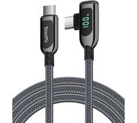 KALANKA-100W USB C to USB C Cable Right Angle Zinc Alloy Braided Type C Cable with LED Display for iPhone 15/iPad Mini/Air/Pro,MacBook Pro,Galaxy S23/S22/S10,Pixel