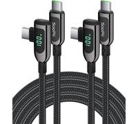 KALANKA-100W USB C to USB C Cable Right Angle Zinc Alloy Braided Type C Cable with LED Display for iPhone 15/iPad Mini/Air/Pro,MacBook Pro,Galaxy S23/S22/S10,Pixel