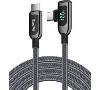 KALANKA-100W USB C to USB C Cable Right Angle Zinc Alloy Braided Type C Cable with LED Display for iPhone 15/iPad Mini/Air/Pro,MacBook Pro,Galaxy S23/S22/S10,Pixel