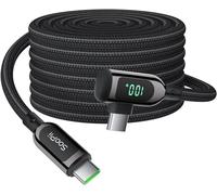 KALANKA-100W USB C to USB C Cable Right Angle Zinc Alloy Braided Type C Cable with LED Display for iPhone 15/iPad Mini/Air/Pro,MacBook Pro,Galaxy S23/S22/S10,Pixel