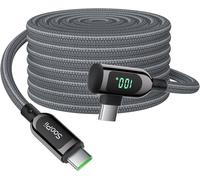 KALANKA-100W USB C to USB C Cable Right Angle Zinc Alloy Braided Type C Cable with LED Display for iPhone 15/iPad Mini/Air/Pro,MacBook Pro,Galaxy S23/S22/S10