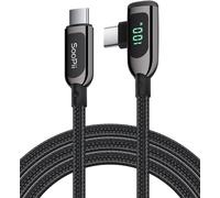 KALANKA-100W USB C to USB C Cable Right Angle Zinc Alloy Braided Type C Cable with LED Display for iPhone 15/iPad Mini/Air/Pro,MacBook Pro,Galaxy S23/S22/S10,Pixel