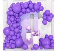 KALANKA-106 pcs Ballons Violets Ballon en Latex 5 10 12 18 pouces Kit de Guirlande Ballon Mauve Mat avec Ruban pour Femmes Garçons Filles Fête d'Anniversaire Mariage Remise de Diplômes Bébé Mariée Dé