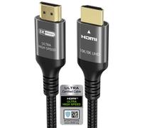 KALANKA-10K 8K 4K Câble HDMI 48Gbps 2.5M, Certifié Ultra Haut Débit HDMI® Cable 4K 240Hz 144Hz 120Hz 8K60Hz 0,01ms HDR10+ ARC eARC HDCP2.3 Netflix Roku TV PC Monitor Projecteur PS5 Xbox