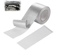 Kalanka-10m X 5cm Bande Thermique Echappement, Ruban Isolant Thermique Autoadhésif En Aluminium Résistant À La Chaleur Protection De Tuyau D'échappement Avec 12 Colliers De Serrage Pour Voiture