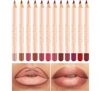Kalanka-12 Couleurs Crayon À Lèvres,Lipliner Crayon Set Mat Waterproof,Lip Liner Pencil Set, Rouge À Lèvres Mat Stylo À Lèvres Étanche, Natural Lip Pen Makeup (12pca)