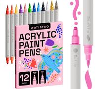 Kalanka-12 Feutres Acryliques, Marqueurs Acryliques Double Pointe, Marqueurs Acryliques Pour Tissu, Toile, Pierre, Verre, Bois, Papier, Diy, Marqueurs De Peinture