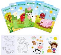 KALANKA-12 Mini Livres à Colorier Enfants, Mini Coloriage Enfants, Livrets de Coloriage Fille Garçon, Animaux de la Ferme, Petits Cadeaux Anniversaire, Remplissage Sacs Surprise