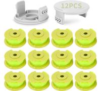 KALANKA-12 Pack Bobine Fil Coupe Bordure remplacements pour Ryobi One+,Ø2mm & 3.4m bobine,ligne de bobine coupe AC80RL3/AC14HCA remplacement et capuchon de protection(12 Bobine Fil Coupe Bordure,2 Co