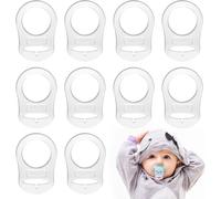 Kalanka-12 Pcs Transparent Attache Tetine Mam - Silicone Bouton Anneau Bébé Mannequin Titulaire Clip Adaptateur De Sucette Tétine