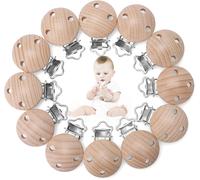 Kalanka-12 Pièces D'attache-Sucette En Bois,Attache-Sucette Pour Bébé Empêche La Sucette De Tomber Ou D'être Perdue Accessoires Pour Attache-Sucette Pour Le Bricolage