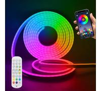KALANKA-12V Lumière au néon LED RGB, imperméable à l'eau flexible LED Light Strip au néon, Smart App Control, Synchronisation musicale, avec télécommande, Compatible avec Alexa Google Assistant (3M)