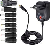 KALANKA-12W Adaptateur Secteur Universel AC à DC 3V 4.5V 5V 6V 7.5V 9V 12V 1A Transformateur d'alimentation à Découpage avec 8 Connecteurs DC pour électroniques Ménagers, 1000mA Max.