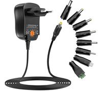 KALANKA-12W Adaptateur Secteur Universel AC DC 3V 4.5V 5V 6V 7.5V 9V 12V Transformateur d'alimentation à Découpage avec 8 Connecteurs DC pour électroniques Ménagers, 1000mA Max.