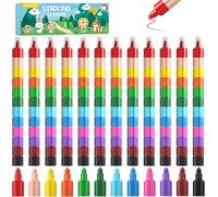 Kalanka-12x Crayons De Couleur Empilables Pour Enfants, Ensemble De Crayons De Cire Empilables Arc-En-Ciel Pour Cadeaux D'anniversaire, Petits Cadeaux De Fête, Récompenses En Classe