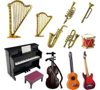 KALANKA-13 modèles d'instruments de musique miniatures, mini jeux d'instruments de musique mignons et intéressants, modèles d'instruments de musique en plastique tels que guitares, pianos, batterie,