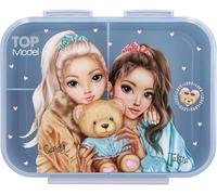 KALANKA-13255 TOPModel Team Teddy - Boîte à goûter Rose, avec Motif de modèle et Carreaux, boîte à Lunch avec 3 Compartiments et Couvercle Bleu Transparent