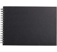 Kalanka-134255c Carnet Spiralé Goldline - 64 Feuilles Papier Dessin Ivoire - A4 21x29,7 Cm 140g - Format Paysage - Couverture Rigide Noire Imitation Toile