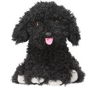KALANKA-13515 - Doudou Chien en Noir, Peluche d'environ 16 cm au Pelage bouclé et à la Langue Rose
