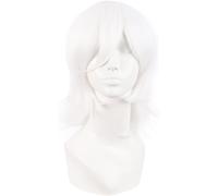 Kalanka-14 Pouces/35 Cm Court Cosplay Costume Anime Perruques Wolf Tail Synthétique Cheveux Fête Perruques (Blanc)