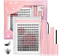 Kalanka-144 Pcs Kit Extensions De Cils Réutilisables, Longueurs Mixte 8-16 Mm, Complet Avec Colle, Sceau, Dissolvant, Pince & Brosse, Application Diy Facile À La Maison, Idéal Débutants