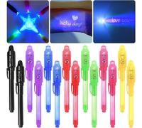 KALANKA-14pcs Crayons à encre invisible, Stylo Invisible avec Lumière UV sans ombre Stylo Secret Espion Message Stylo Plume magique Cadeau d'anniversaire idéal pour les enfants