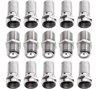 KALANKA-15 Pièces F-Connecteur Set, Connecteurs F à Vis et Coupleur de Type-F, Connecteur d'Adaptateur Sat, pour Antenne Satellite Sky Freesat Virgin NTL, Argent