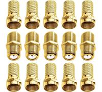 KALANKA-15 Pièces F-Connecteur Set, Connecteurs F à Vis et Coupleur de Type-F, Connecteur d'Adaptateur Sat, pour Antenne Satellite Sky Freesat Virgin NTL, Or