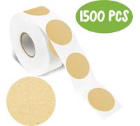 KALANKA-1500 Autocollants Kraft Marron Naturel, Étiquettes Rondes Blanches avec Points Adhésifs Permanents en Kraft avec Ligne de Perforation pour l'Artisanat, l'Organisation, l'Usage Personnel et Co