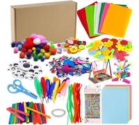 Kalanka-1500+ Pièces Fournitures De Bricolage Pour Enfants, Matériaux Faits À La Main Pour Enfants, Accessoires De Bricolage Créatifs, Matériel De Bricolage, Cure-Pipes, Pompons, Yeux Écarquillés Etc