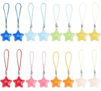 Kalanka-16pcs Star Cell Phone Strap Charm Porte-Clés Acrylique Clé De Voiture Suspendu Portefeuille Pendentifs Décor Accessoires Cadeau Femmes Décoration Pour Meilleur Ami Soeur Maman Famille