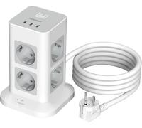 KALANKA-1700J Multiprise Parafoudre avec 8 Prises, Tour Multiprise avec 3 USB C, Multiprise USB C avec Rallonge 2M, Multiprise avec Interrupteur pour Maison et Bureau, 3600W Multiprise Bureau