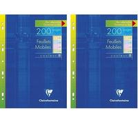 Kalanka-17511c Un Étui Feuillets Mobiles Perforés 4 Couleurs - A4 21x29,7 Cm - 200 Pages Grands Carreaux - Papier Blanc 90 G - Couleurs Assorties (50 Pages Jaunes, Bleues, Roses Et Vertes)