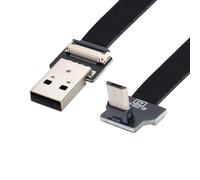 KALANKA-1m 90 Degree Up Angled Micro USB 2.0 Male to Micro USB Male Flat Cable
