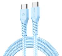 KALANKA-1m USB C to USB C Cable 60W, Braided Type C to C Cable Fast Charge Compatible with iPhone 15, iPad Pro, MacBook, Samsung Galaxy S24/S23/A14/A15/A25/A35/A34/A55/A54/A05s/A04s - Sky
