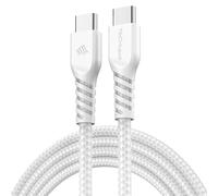 KALANKA-1m USB C to USB C Cable 60W, Braided Type C to C Cable Fast Charge Compatible with iPhone 15, iPad Pro, MacBook, Samsung Galaxy S24/S23/A14/A15/A25/A35/A34/A55/A54/A05s/A04s - White