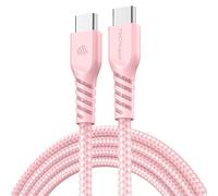 KALANKA-1m USB C to USB C Cable 60W, Braided Type C to C Cable Fast Charge Compatible with iPhone 15, iPad Pro, MacBook, Samsung Galaxy S24/S23/A14/A15/A25/A35/A34/A55/A54/A05s/A04s - Pink