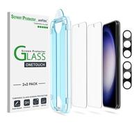 KALANKA-2+2 Pièces Verre Trempé OneTouch pour Samsung Galaxy S23 5G, Dureté 9H, avec Film de protection de l'objectif de l'appareil Photo, Installation Facile et Sans Bulles