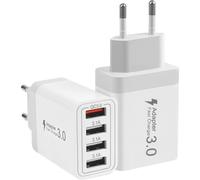 KALANKA-2-Pack 33W Chargeur USB 4 Ports Multiprise Prise USB Multiple 33W Chargeur Rapide 4 Port Multi Secteur QC 3.0 USBA pour iPhone 15 14 13 12 11, Galaxy S21 S10 S9 S8 A51, iPad, HTC, Motorola